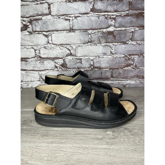 Finn Comfort Sylt Black Leather Triple Strap Wedge Sandals Men’s Sz 43EU/10M US - Picture 6 of 16